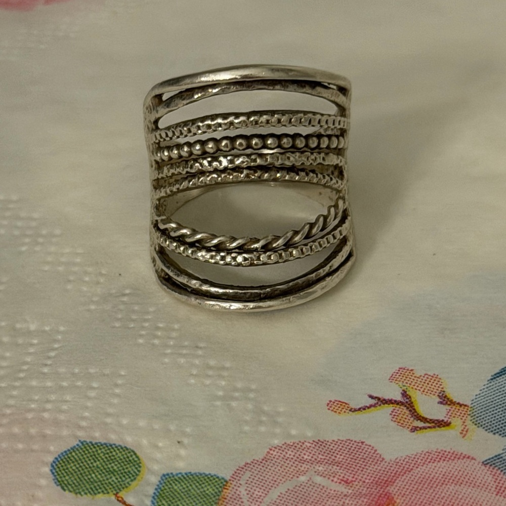 ✨ Vintage 1970s Israeli Sterling Silver Artisan Multi-Band Ring ✨ - Picture 4 of 11